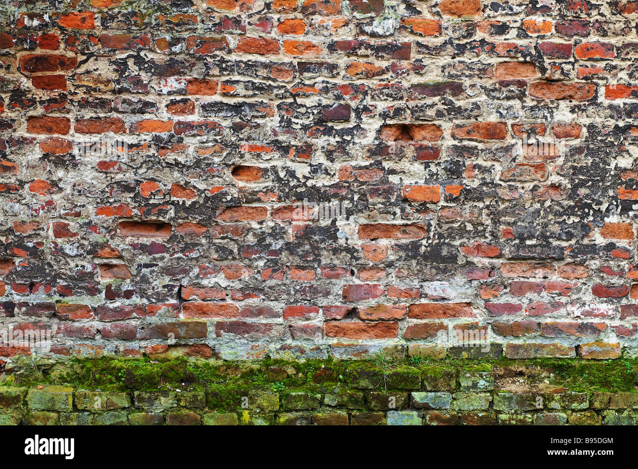 Grunge red brick texture very old wall Stock Photo