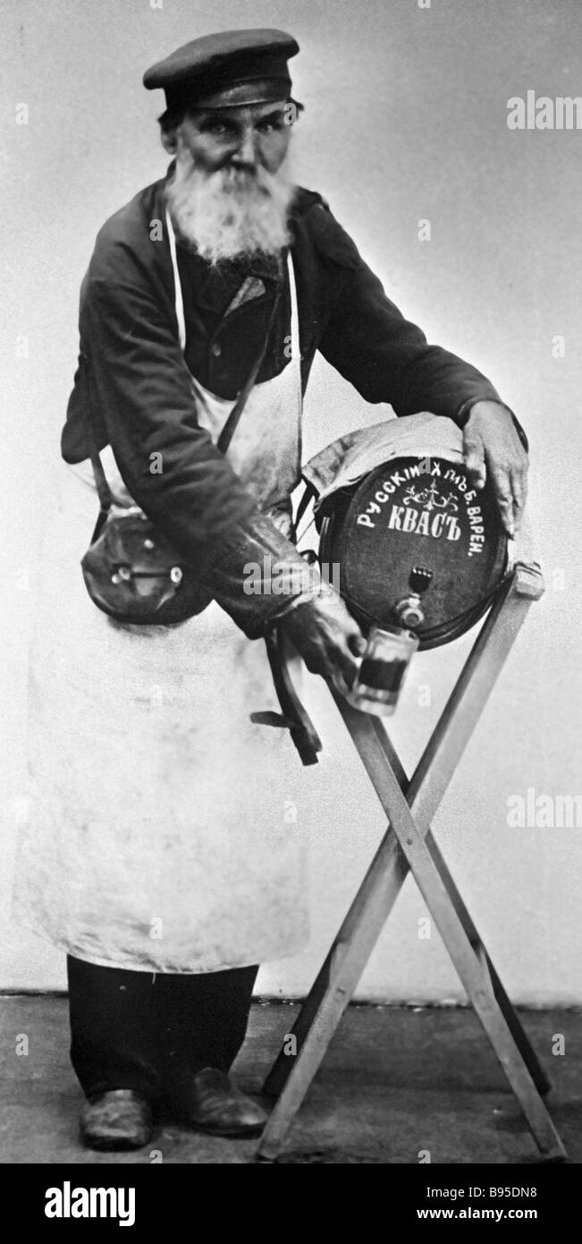 Moscow kvass vendor in 1913 Stock Photo