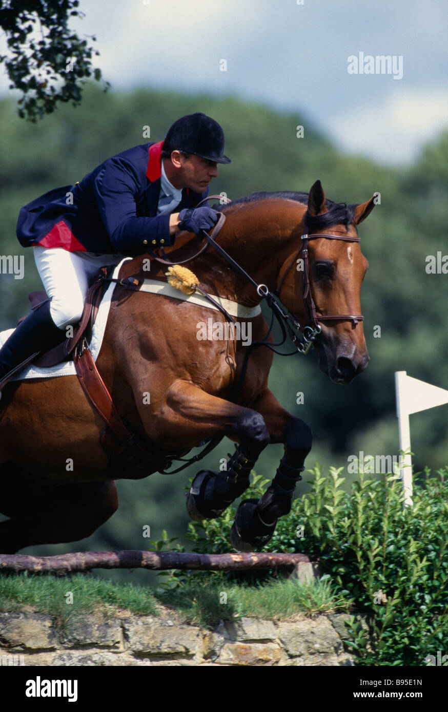 SPORT Equestrian Show Jumping French rider Herve Godignon clearing a