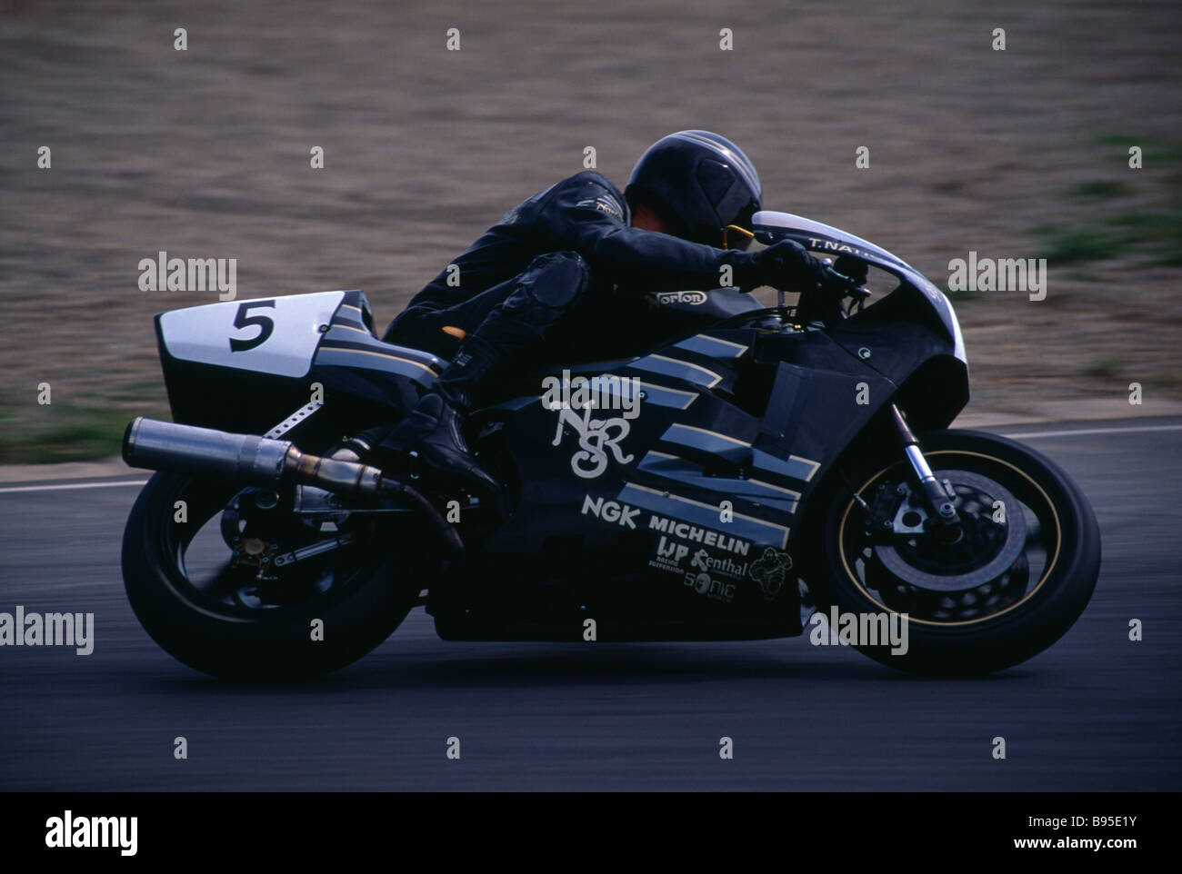 SPORT Motor Sport Bikes Black Norton bike racing at speed Trevor Nation. Stock Photo