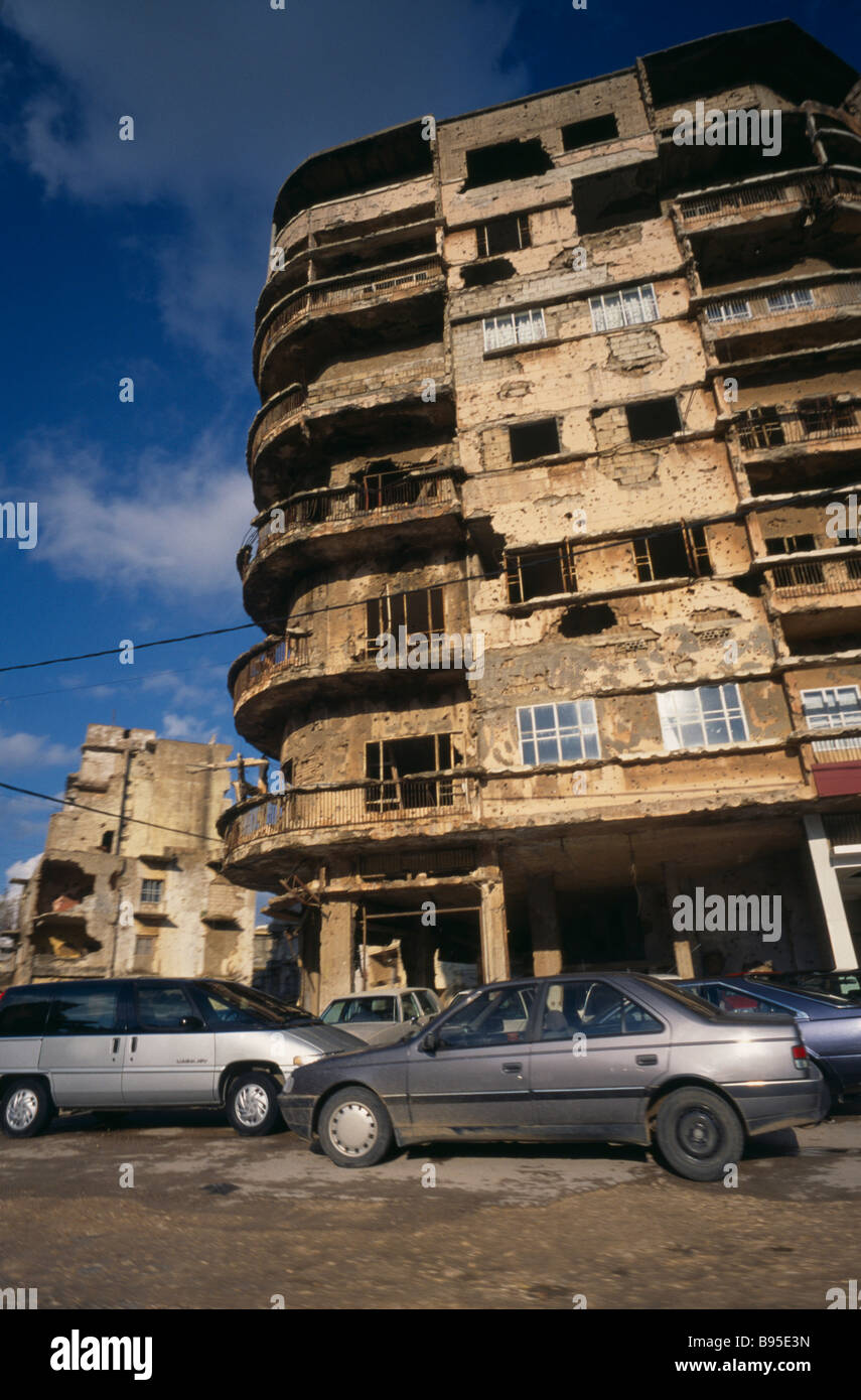 LEBANON Middle East Beirut War damaged apartment building flats in capital city Stock Photo Alamy