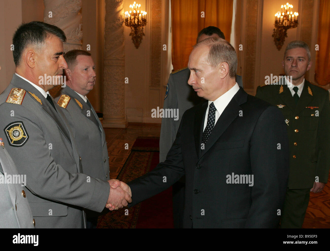 Chechen Interior Minister Ruslan Alkhanov left and President Vladimir ...