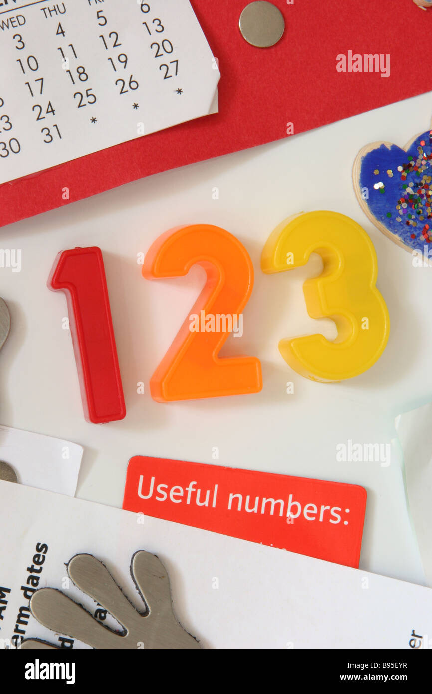 Coloured Magnetic Numbers One Two Three On A White