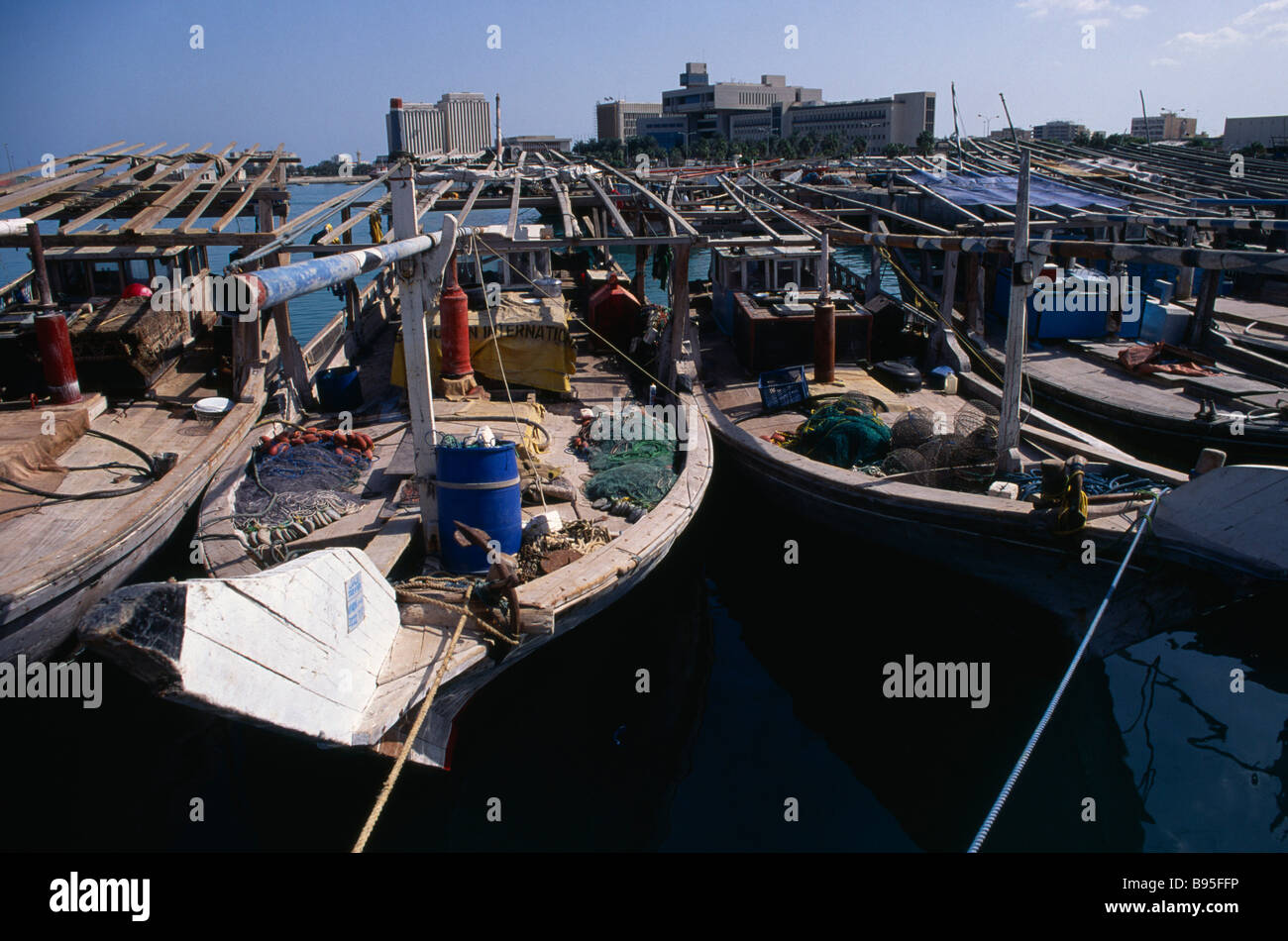 QATAR Doha Doha harbour and fishing dhows Stock Photo Alamy