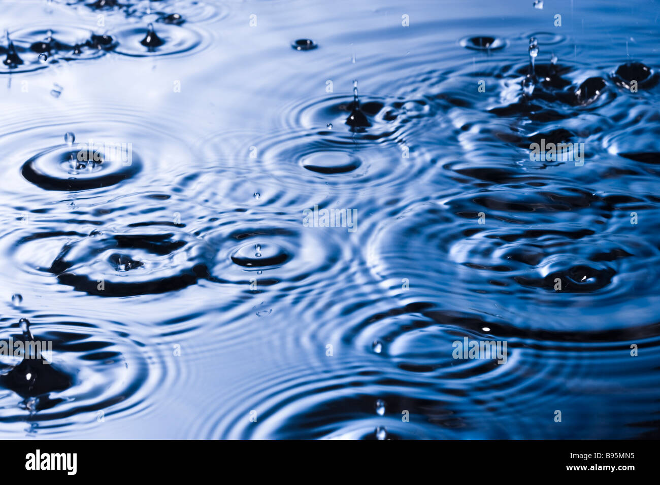 Rain drops and ripples Stock Photo