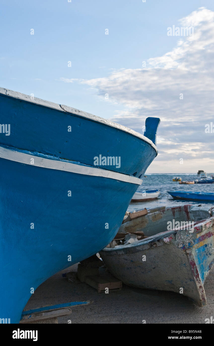 Italy Porto Cesareo fishermen boats Stock Photo