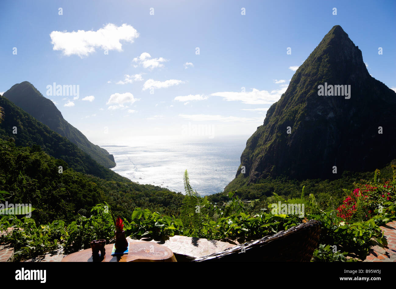 WEST INDIES Caribbean St Lucia Soufriere Val des Pitons View Ladera Spa Resort Hotel overlooking