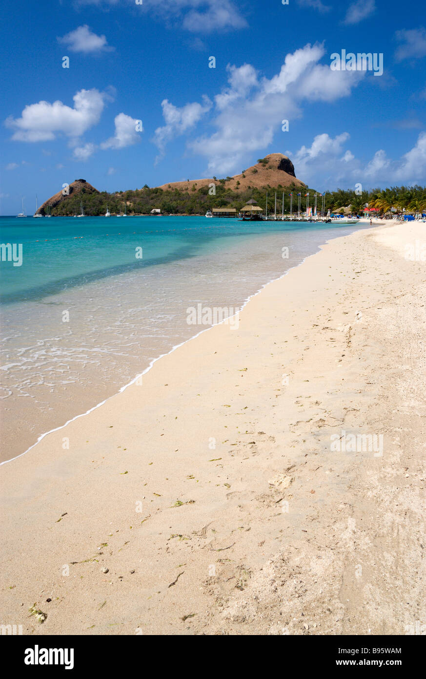 WEST INDIES Caribbean St Lucia Gros Islet Rodney Bay Sandy beach with