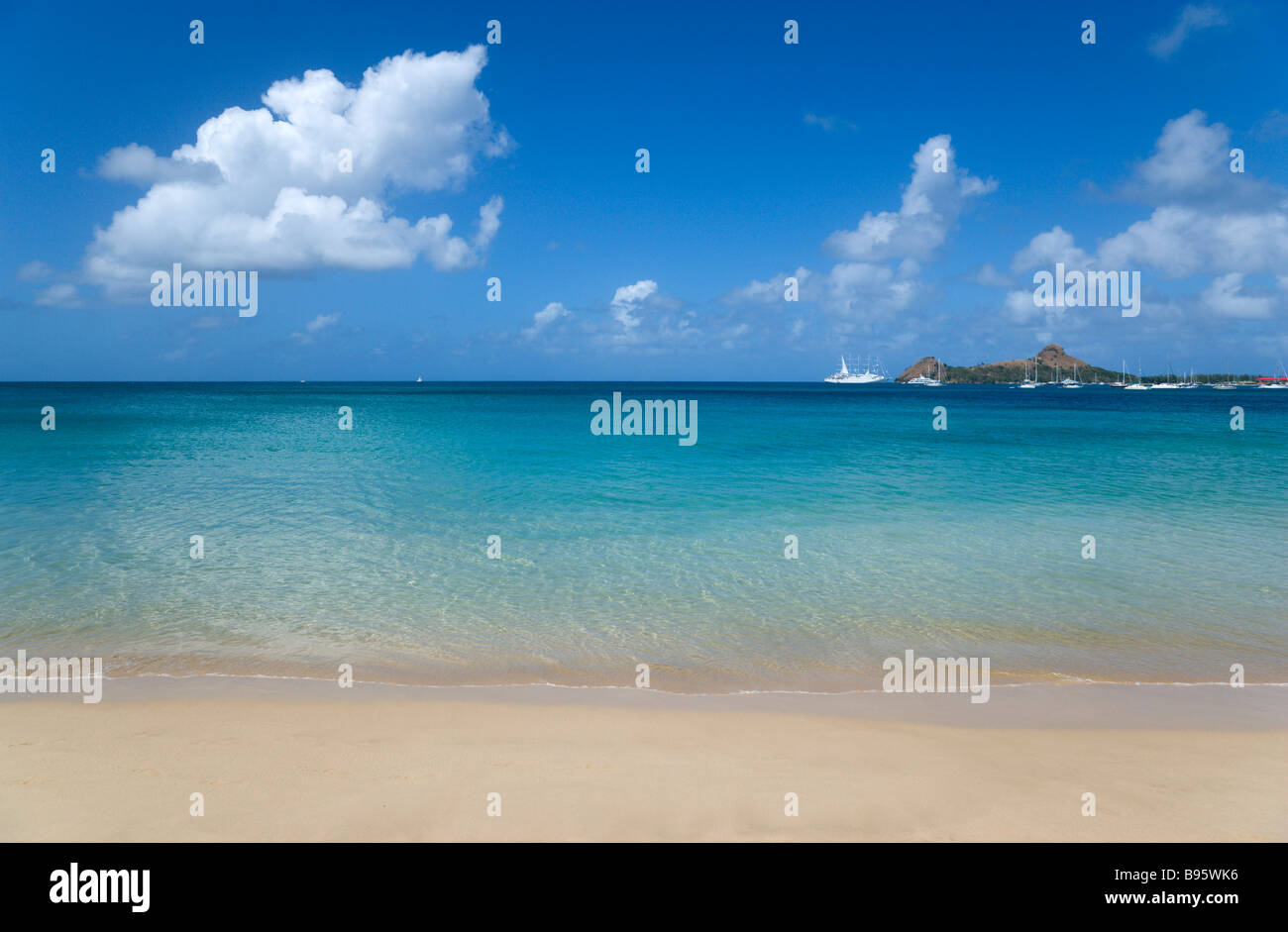 WEST INDIES Caribbean St Lucia Gros Islet View out to sea Reduit Beach