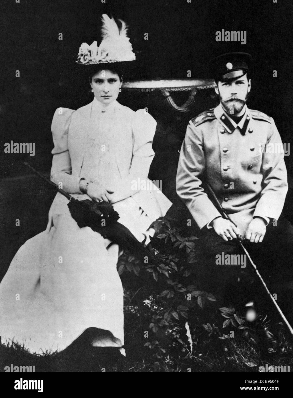 Tsesarevich Grand Duke Nikolai Alexandrovich right with his fiancee