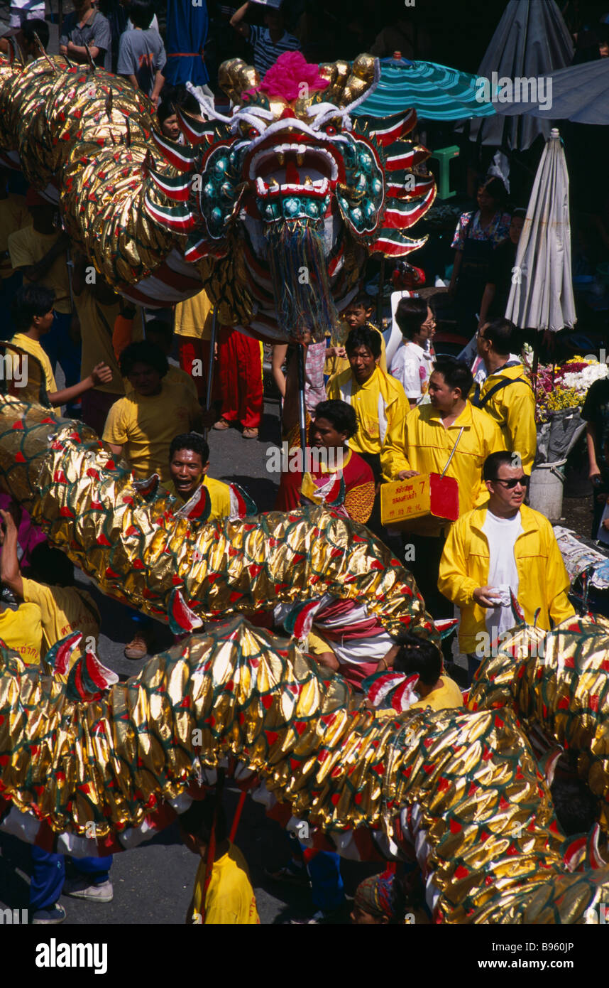 THAILAND North Chiang Mai Dragon dance through the city streets at the