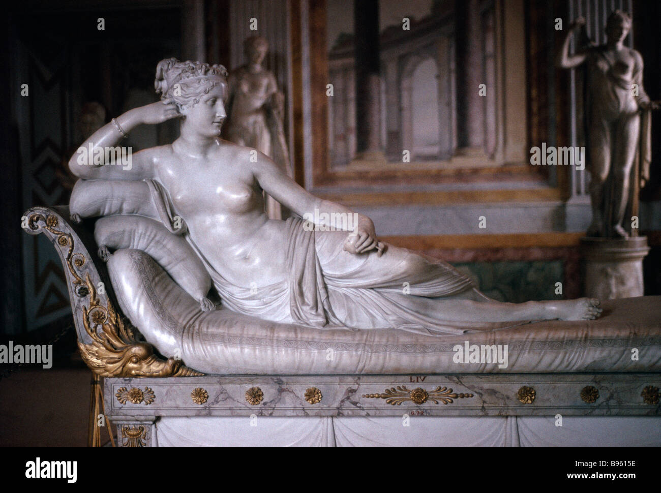ITALY Lazio Rome Museo Borghese Sculpture of reclining Venus by Antonio Canova 1805 Stock Photo
