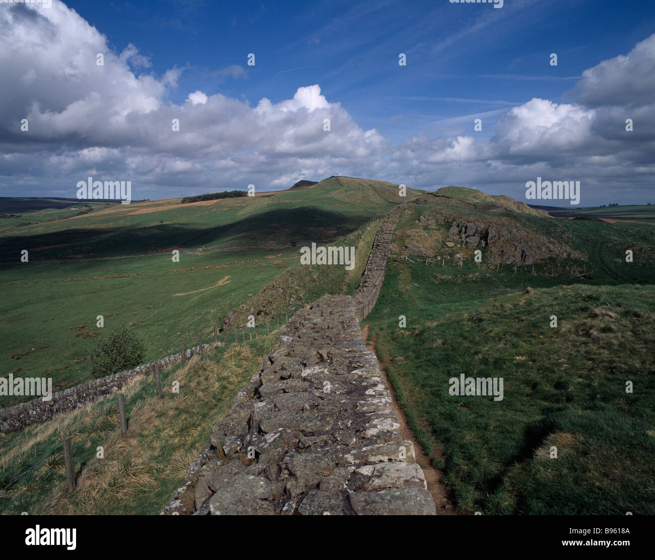 ENGLAND Northumberland Roman Hadrian's Wall View along stretch of ...