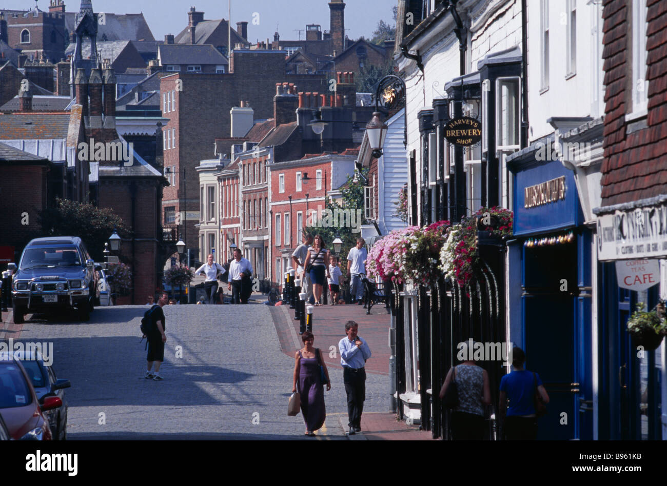 ENGLAND East Sussex Lewes Cliffe High Street, town centre with view