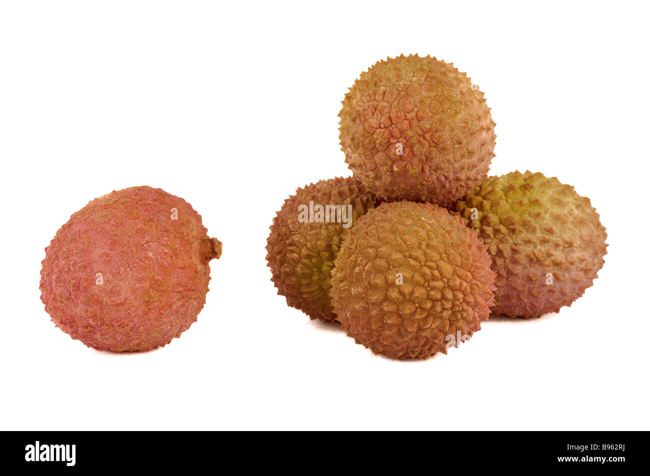 Group of ripe litchi fruits Stock Photo