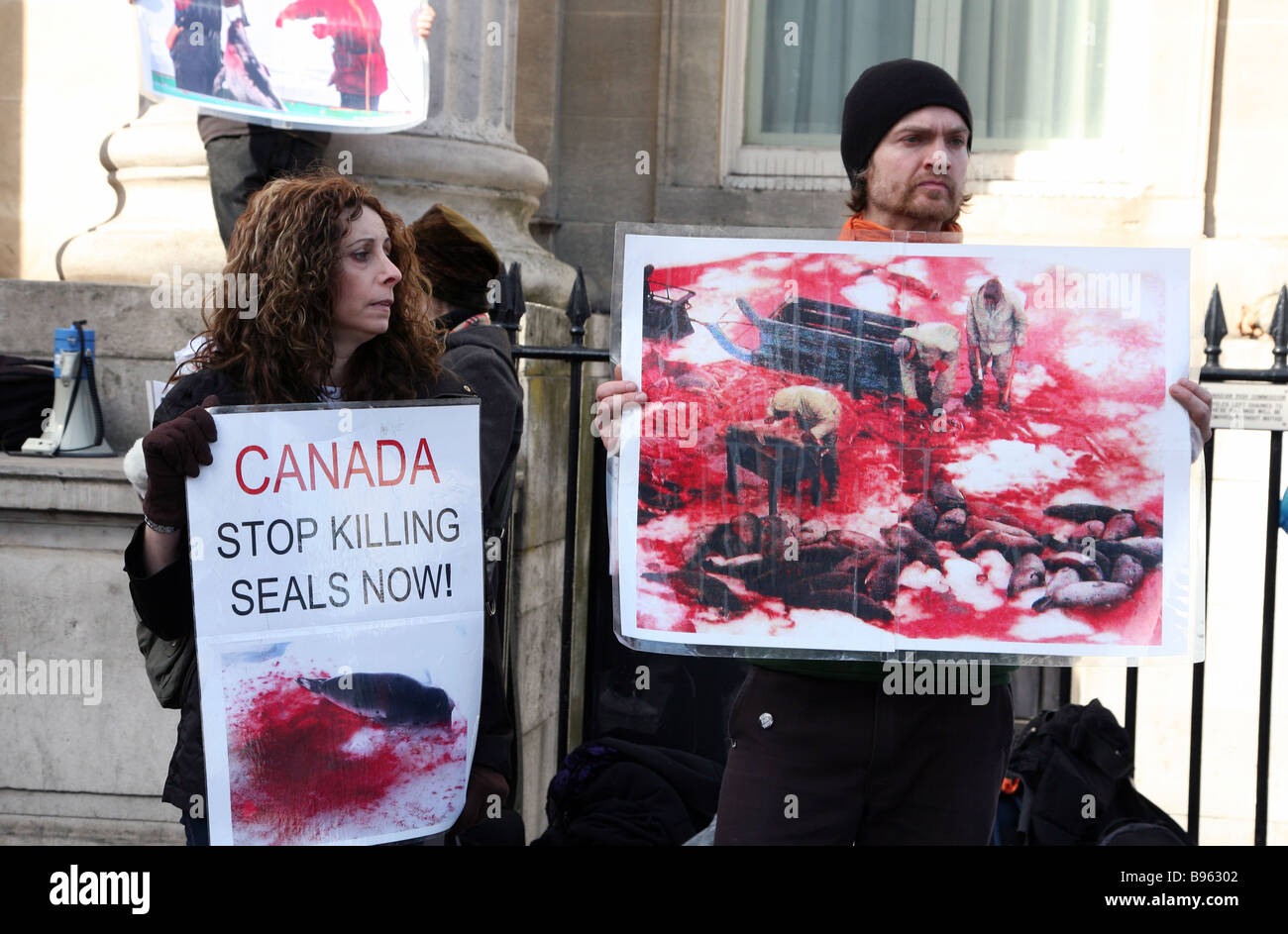 Peta seals protest outside Canada House, London Stock Photo