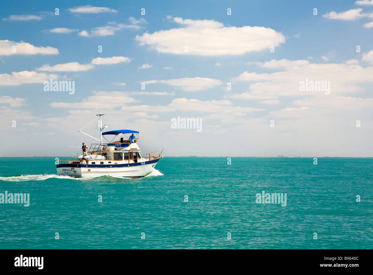 Yacht in Gulf of Mexico in entrance to Tampa Bay from Gulf of Mexico Stock Photo