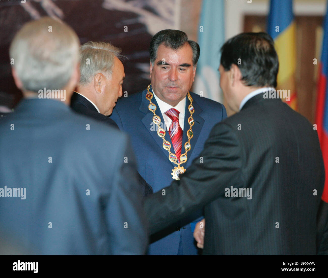 From left to right background Presidents Nursultan Nazarbayev of ...