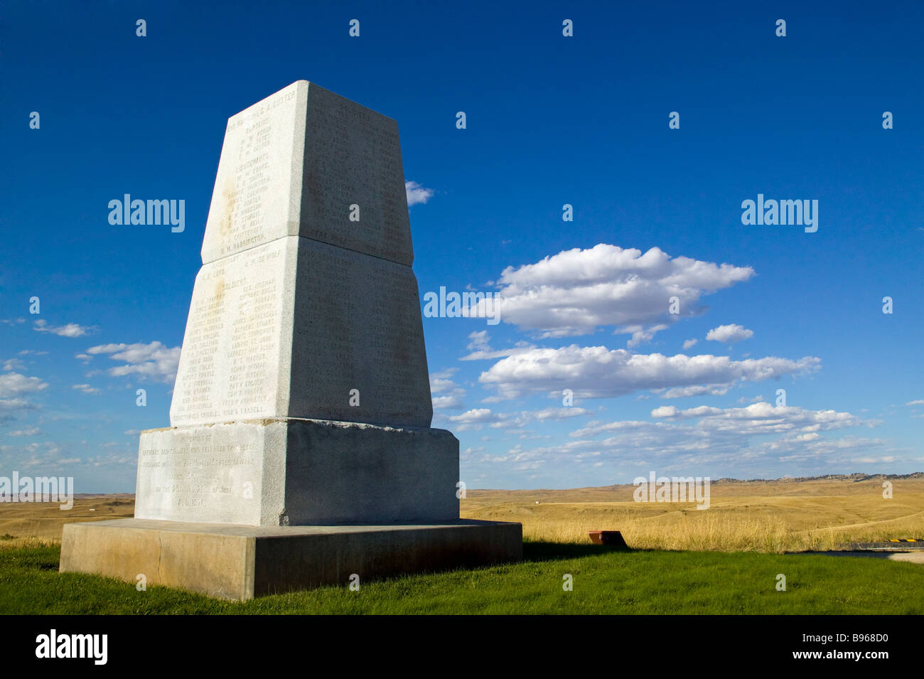 A memorial to Custer's last stand at Little Bighorn in Montana. Stock Photo