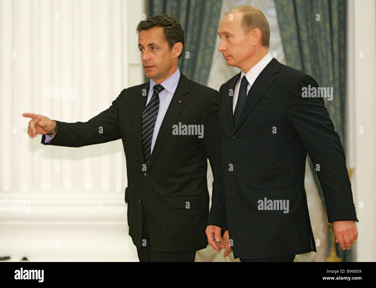 From left to right French President Nicolas Sarkozy and Russian ...