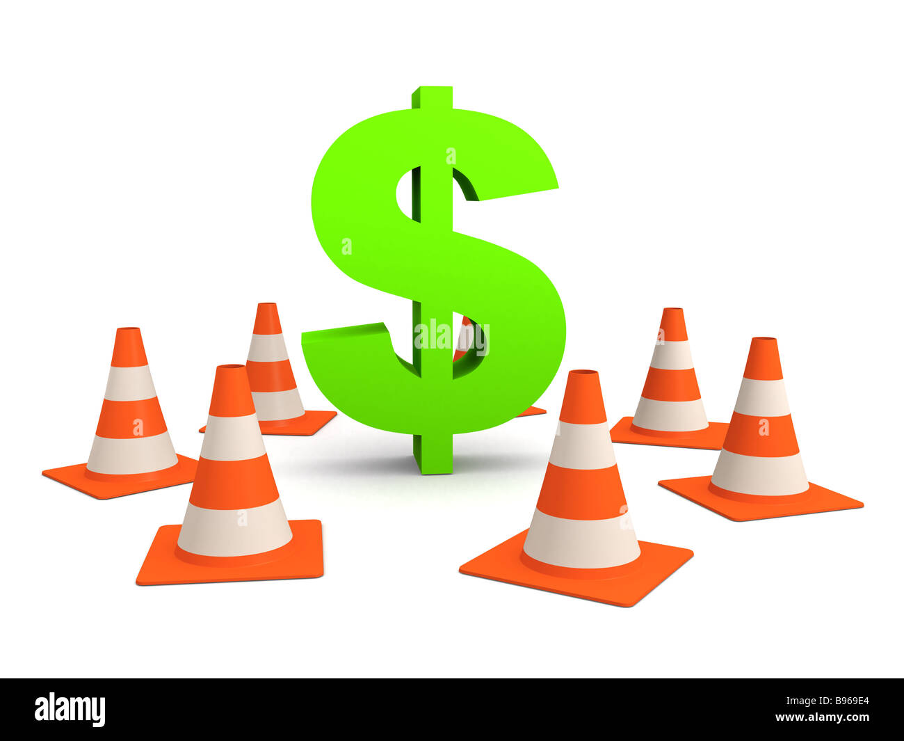 dollar and traffic cones Stock Photo Alamy