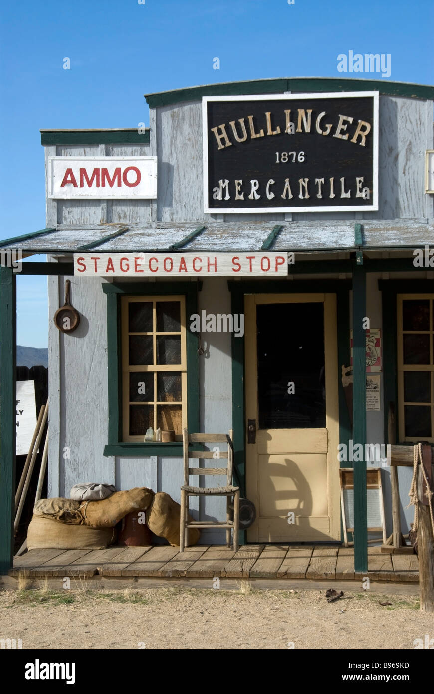 Pioneer Living History Village Museum - an old  Hullinger Mercantile building from a wild west town of Arizona.  A unique tourist attraction. Stock Photo