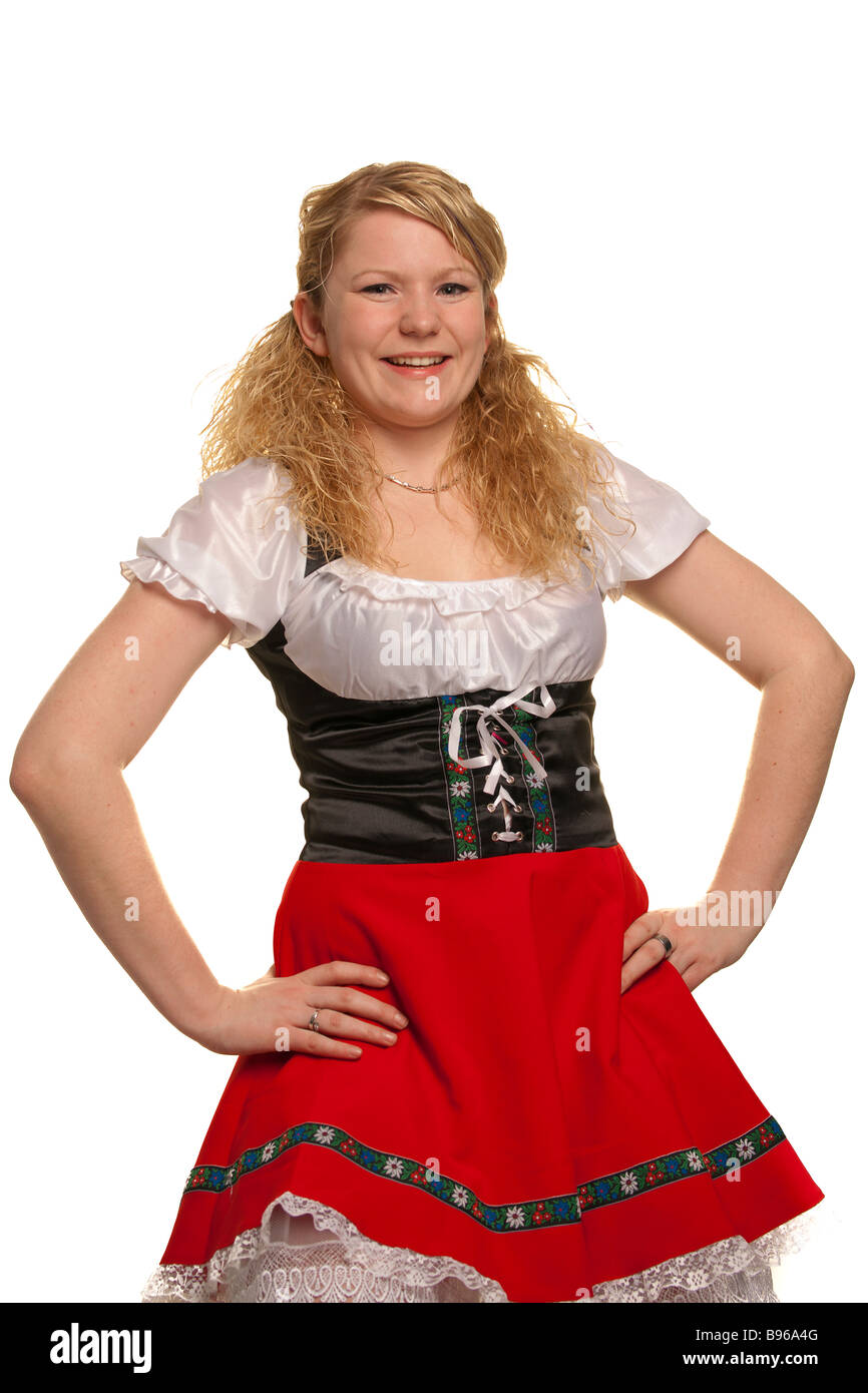 German girl in typical bavarian dress Stock Photo
