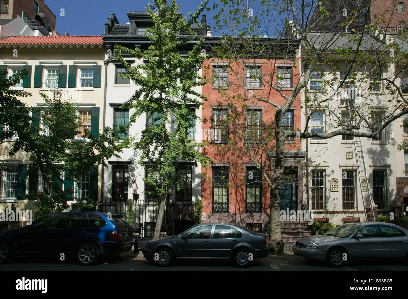 Row homes known as Block Beautiful East 19th Street Gramercy Park Historic District New York City Stock Photo