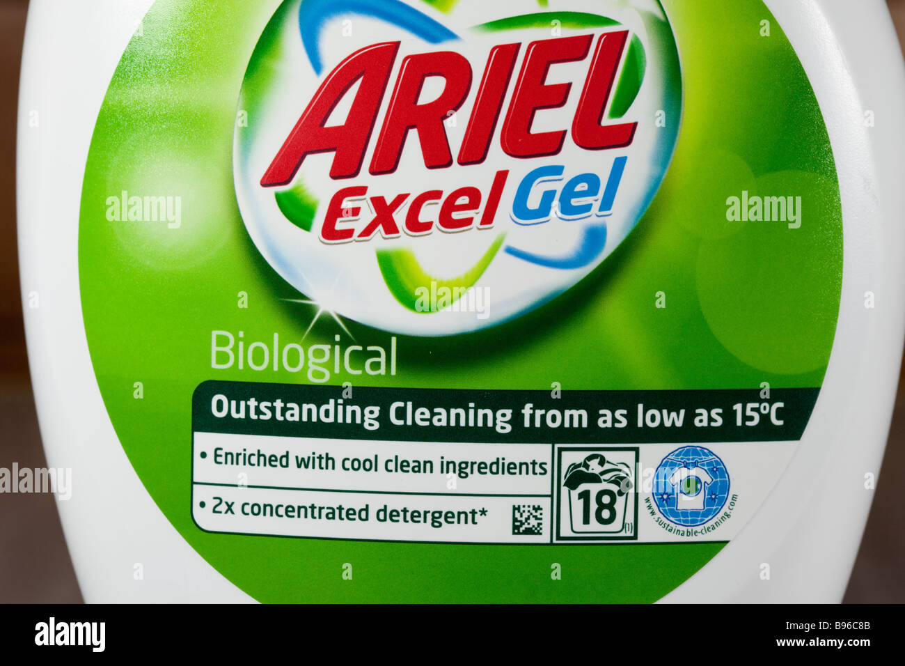 Plastic bottle of Ariel low temperature washing powder gel UK Stock Photo