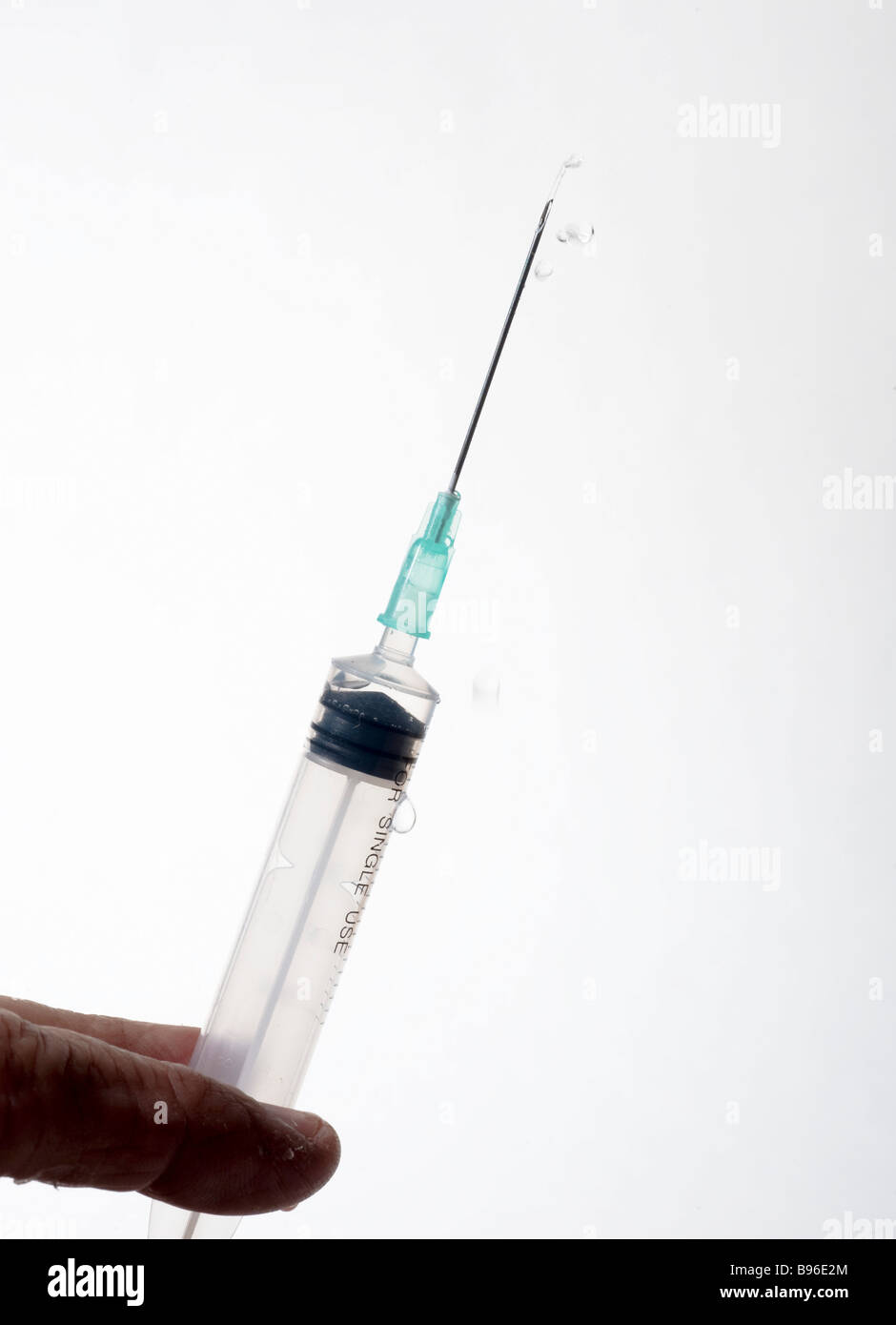 A medical Syringe and hypodermic needle on white background Stock Photo