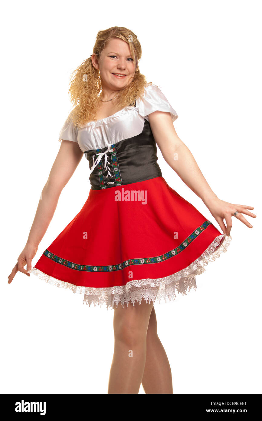 German girl in typical bavarian dress Stock Photo