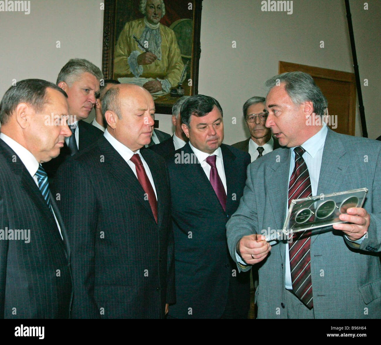 Russian Prime Minister Mikhail Fradkov second left and Professor