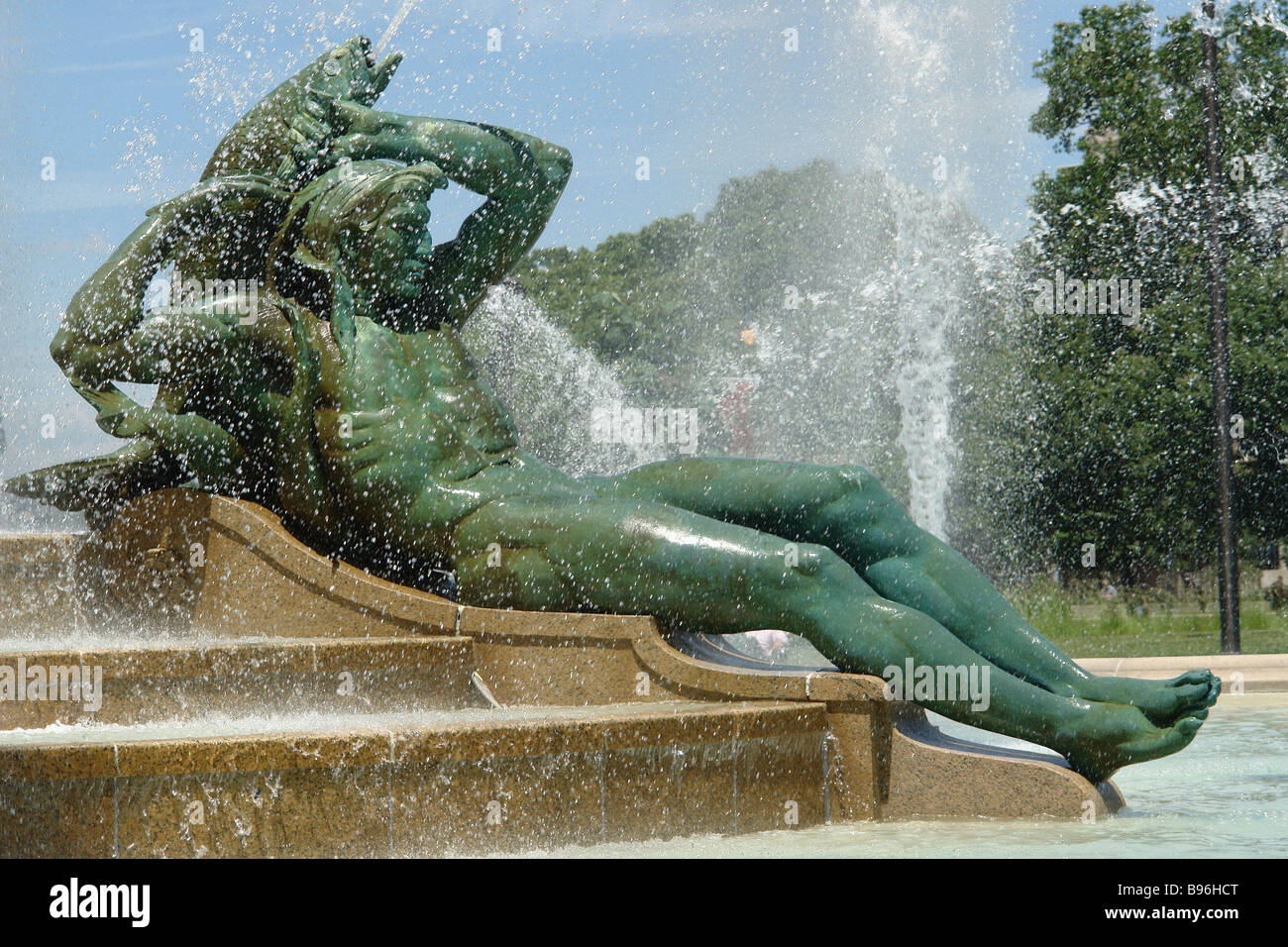 The Swann Memorial Fountain AKA Fountain of the Three Rivers at Logan Circle in Philadelphia, Pennsylvania USA Stock Photo