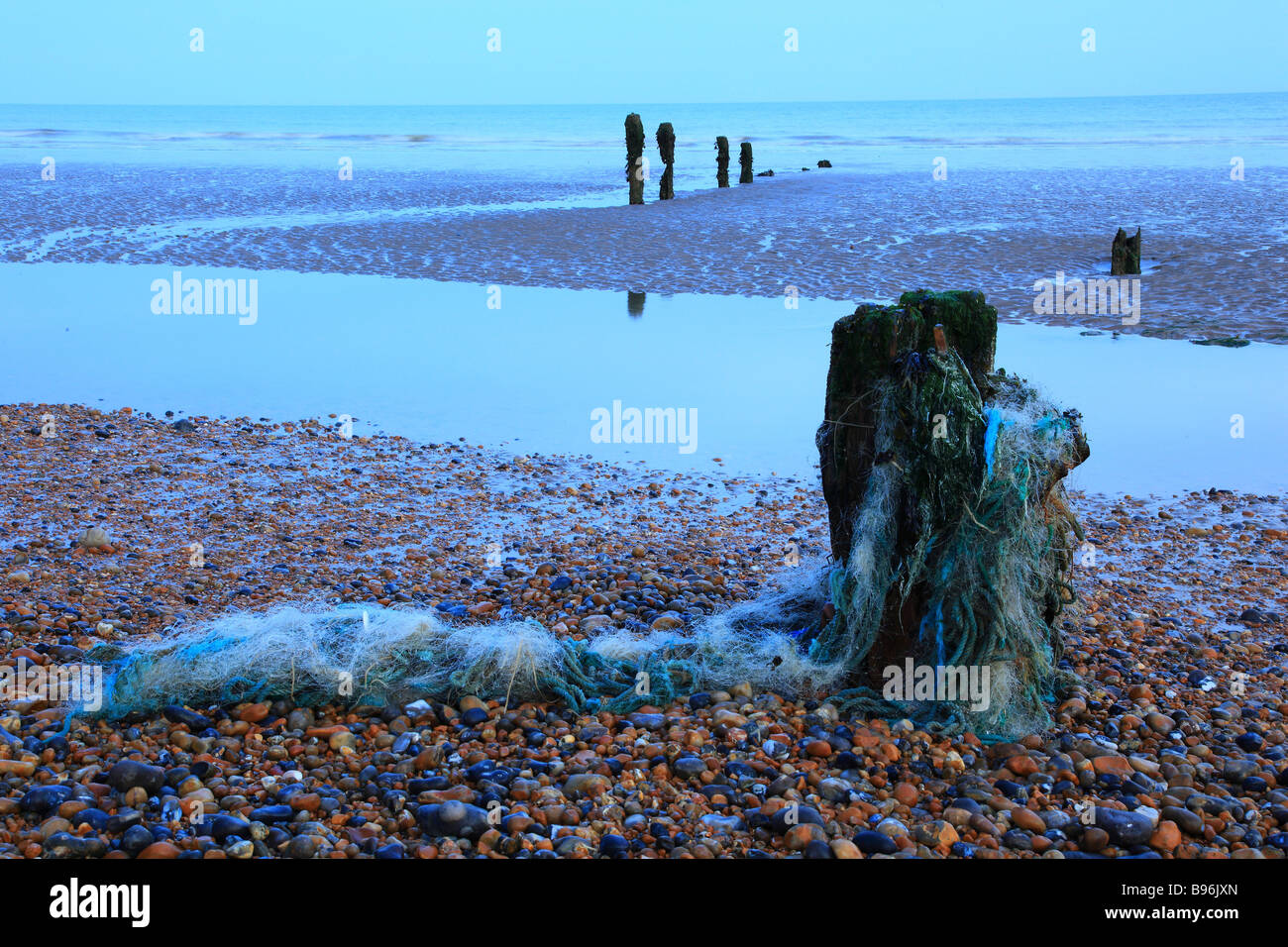 Sea defences at at Winchelsea Beach, East Sussex England Stock Photo