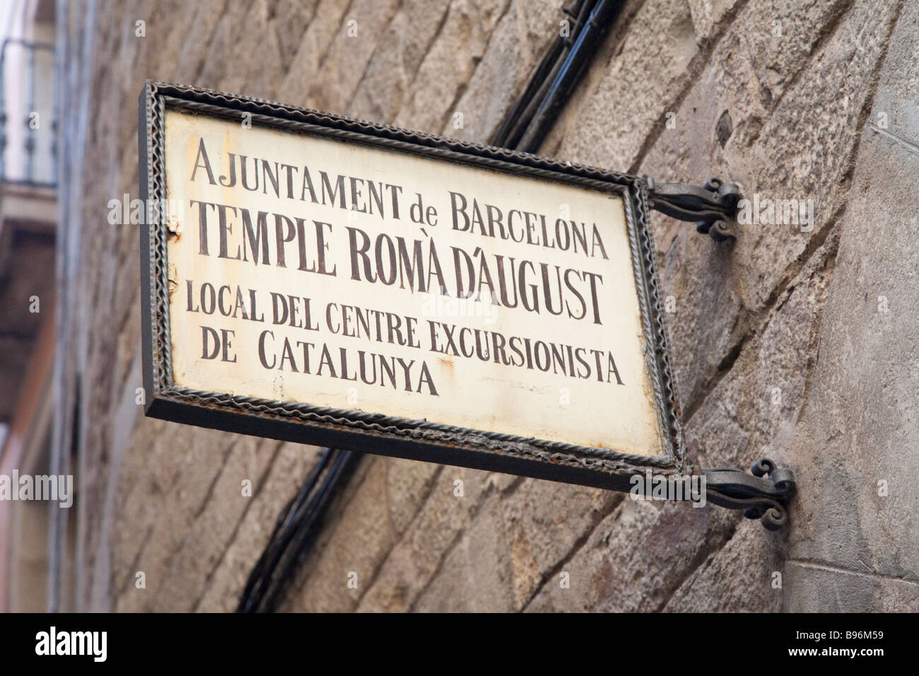 Temple Roma d'Augusti, Carrer del Paradis, Barcelona Stock Photo