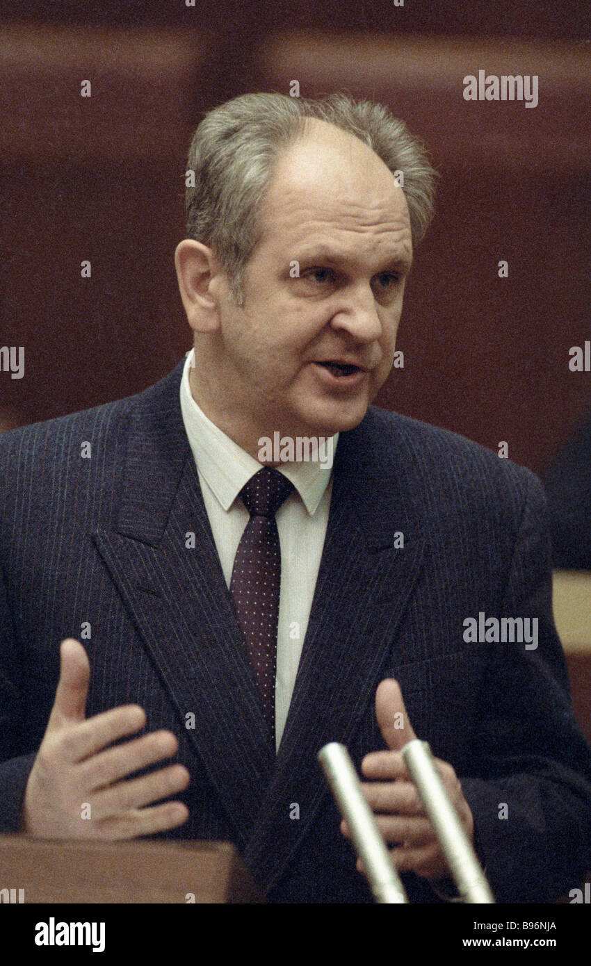 Soviet Interior Minister Boris Pugo reports on Lithuanian situation during  fourth session of the U S S R Supreme Soviet Stock Photo - Alamy