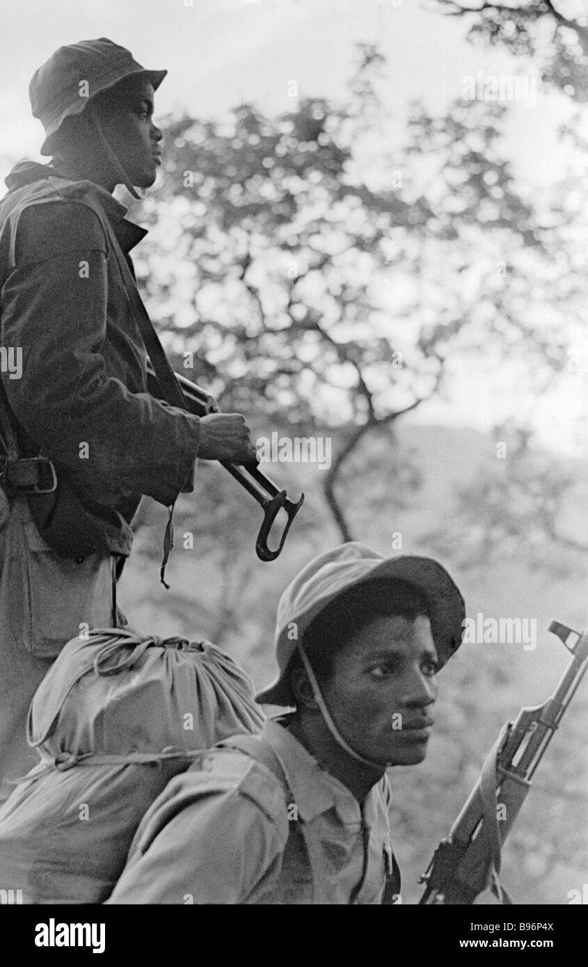 Mozambique liberation movement fighters on a combat mission Stock Photo