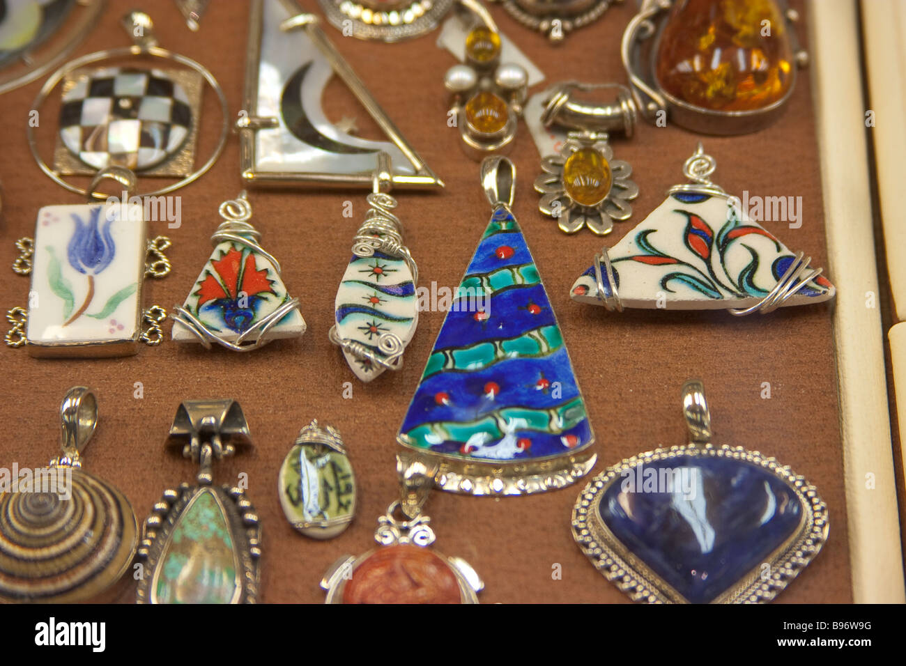 Pendants on display in the Grand Bazaar Istanbul Turkey Stock Photo Alamy