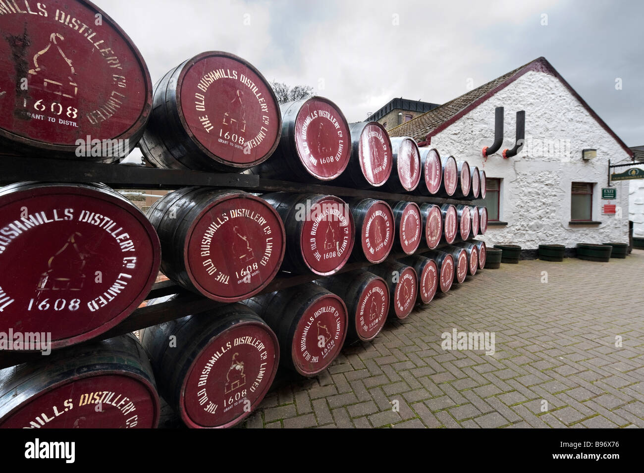 Whiskey barrels at the Old Bushmills Distillery, Bushmills, County