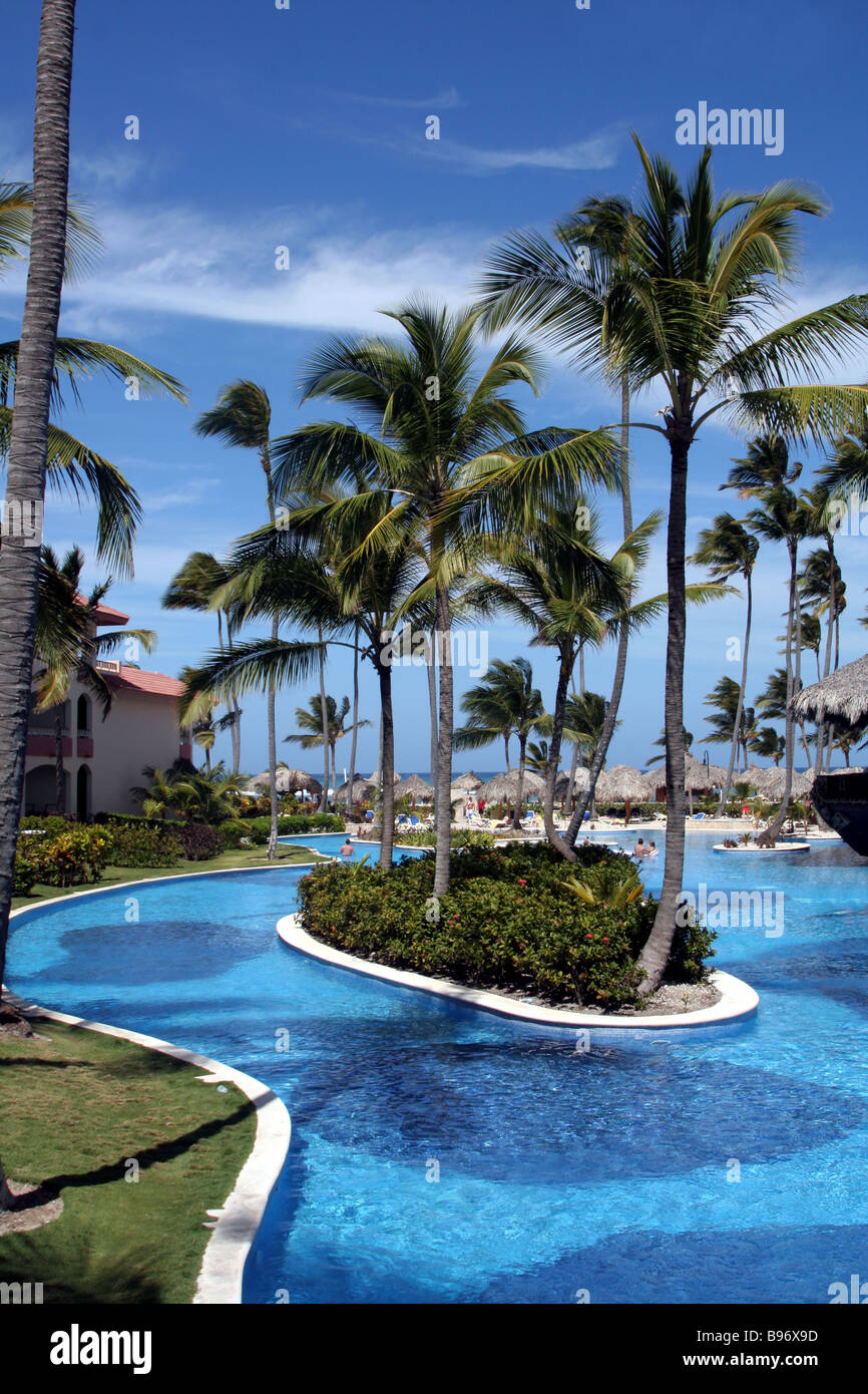 Blue Tropical Resort Pool Stock Photo