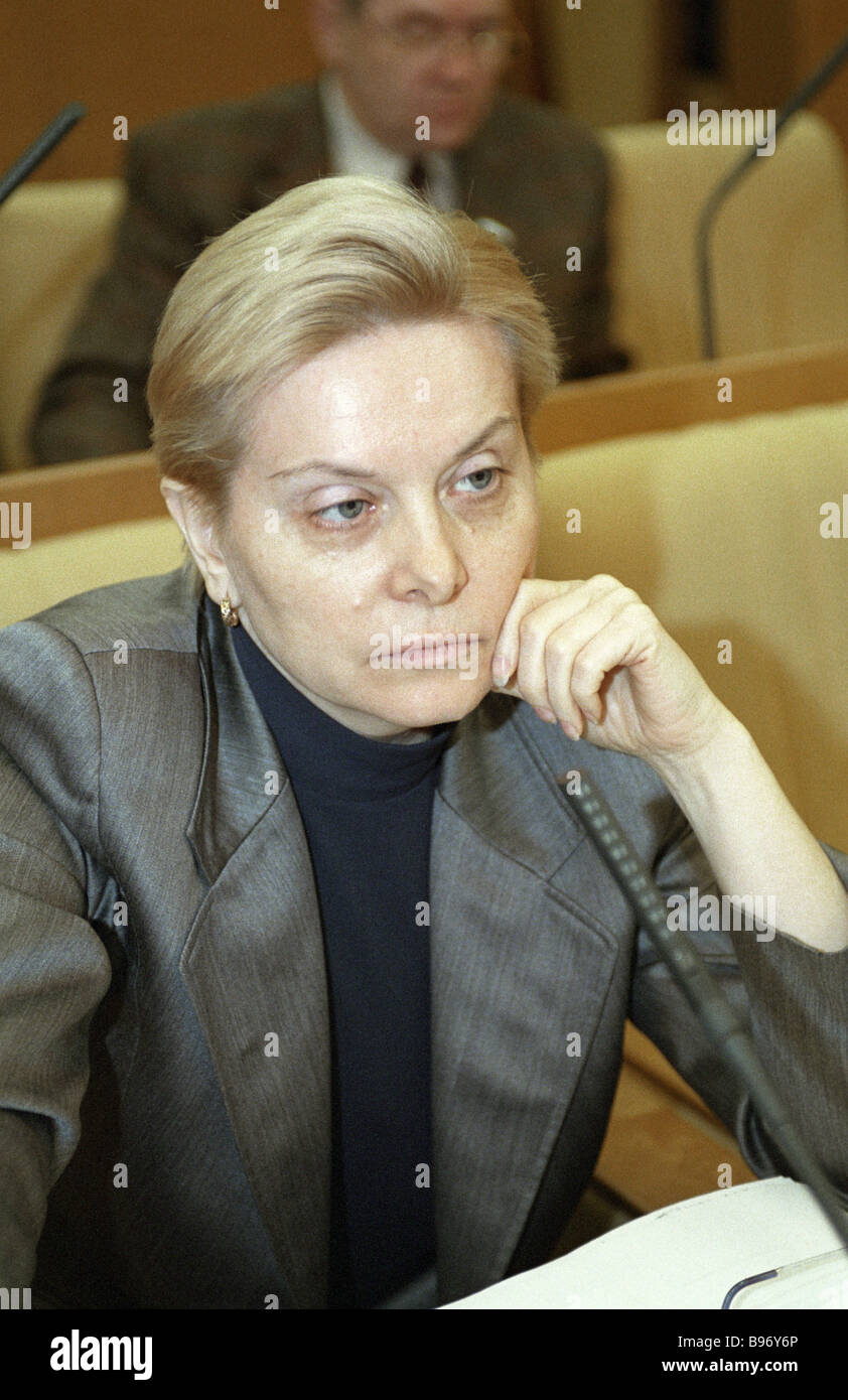 Natalia Komarova chairperson of the Russian State Duma s natural resources committee Stock Photo
