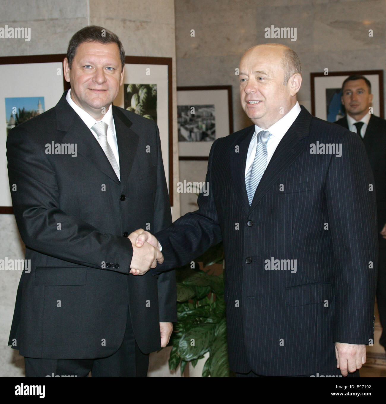 Russian Prime Minister Mikhail Fradkov Right At A Meeting With ...