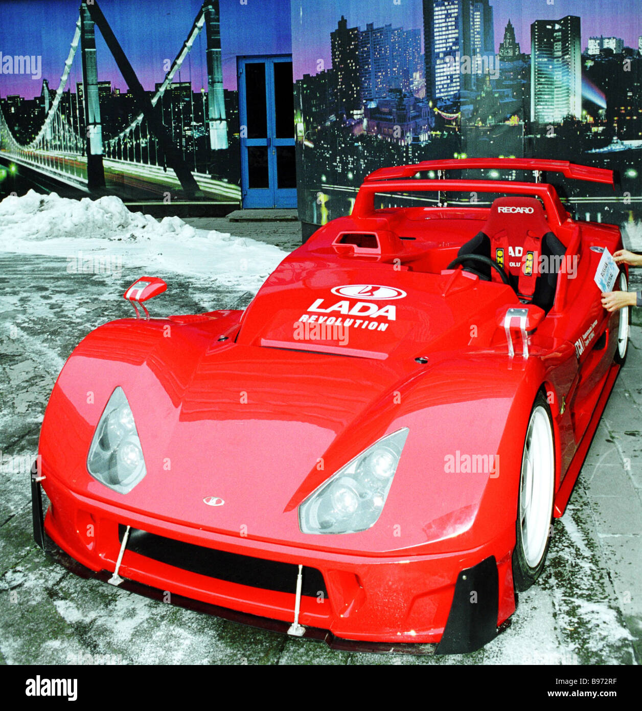 Russia s first sport prototype racing car LADA Revolution Stock Photo