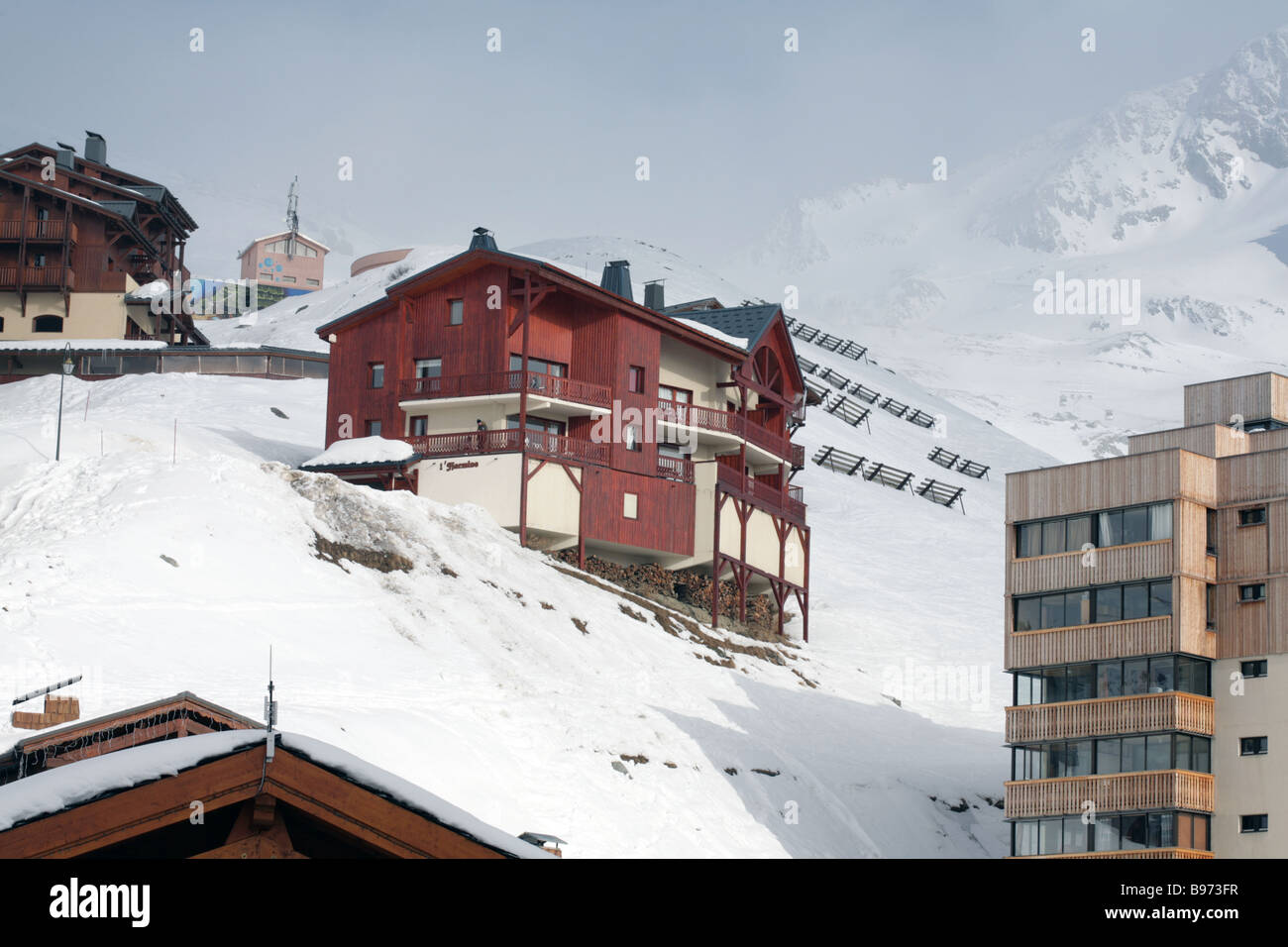 Apartments, and chalets Val Thorens, Three Valleys , Savoie France Stock Photo