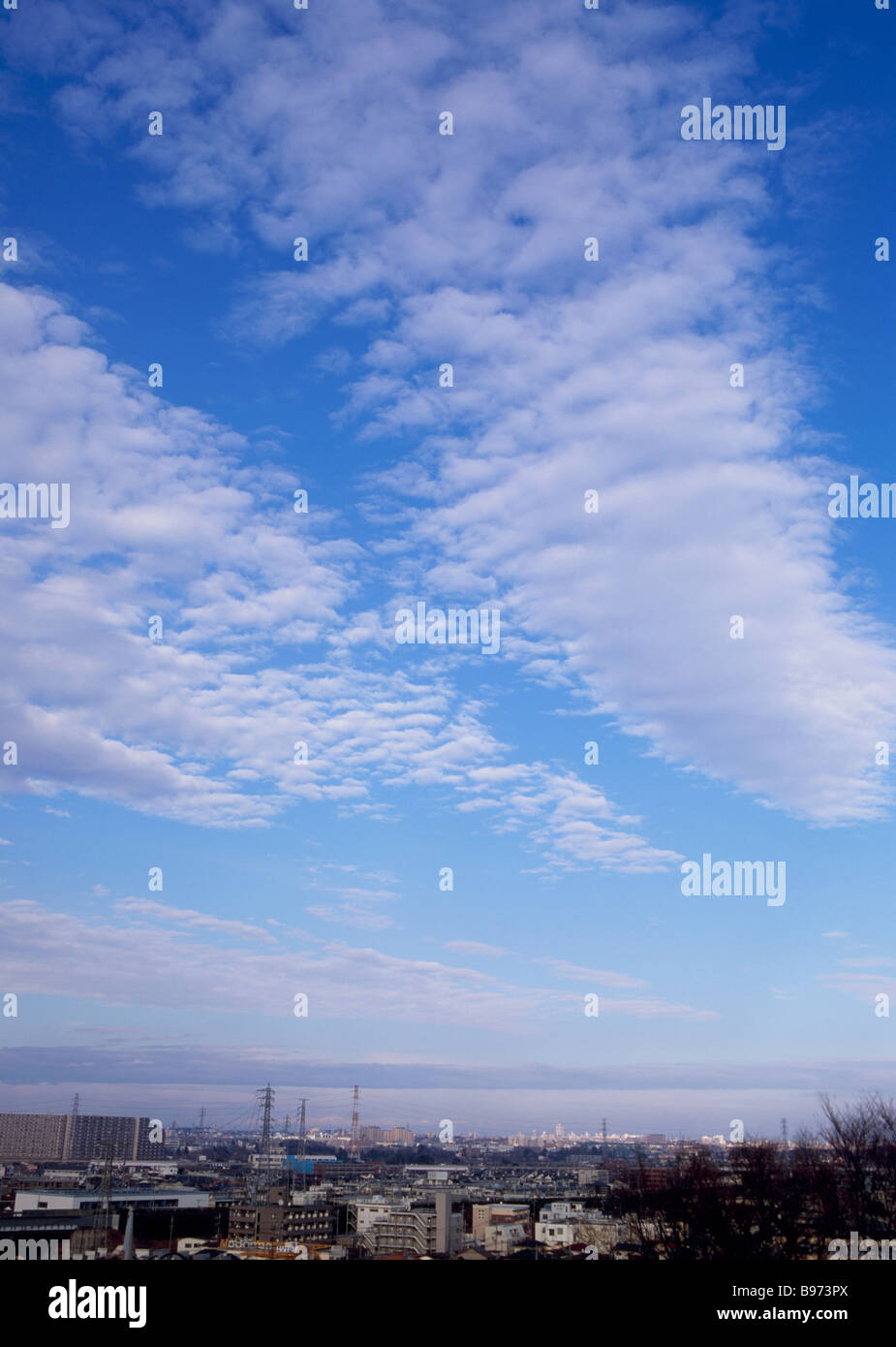 Cirrocumulus and cirrostratus clouds Stock Photo