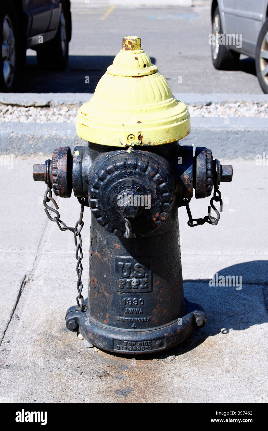 Fire Hydrant on sidewalk. Stock Photo