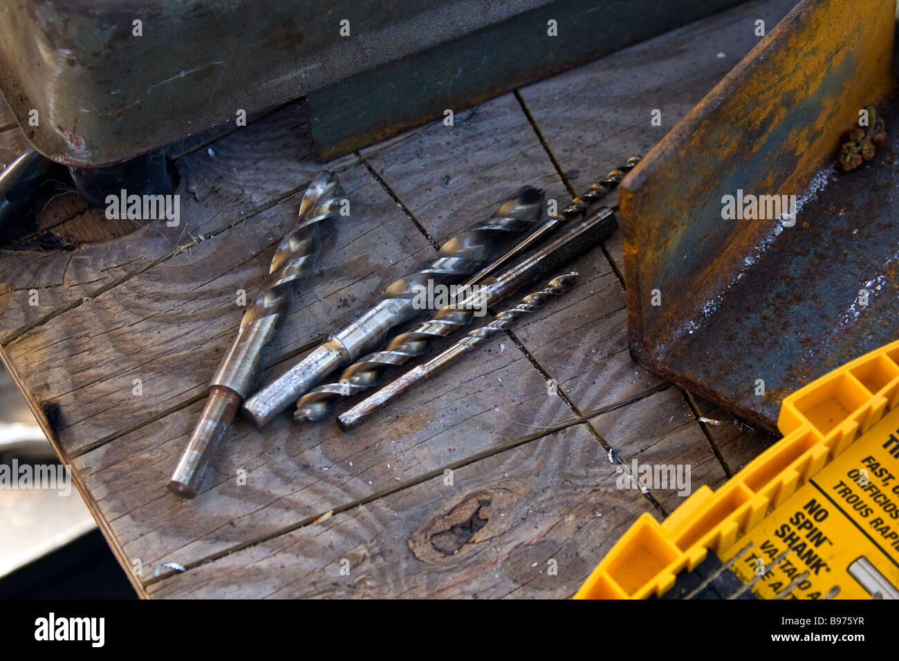 Drill bits ready to preform their task setting out awaiting action