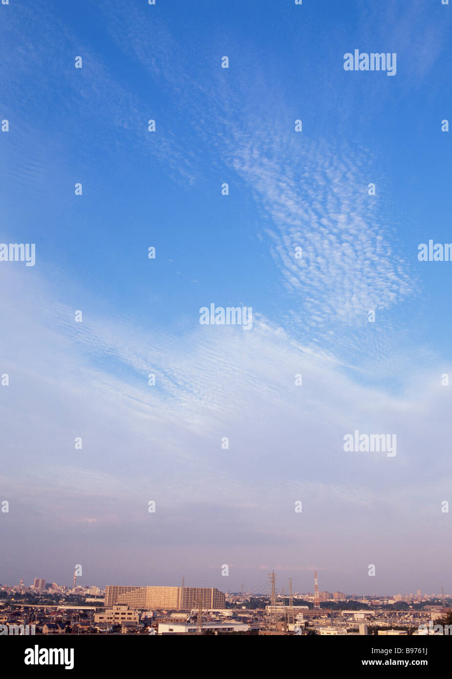 Cirrocumulus and cirrostratus clouds Stock Photo