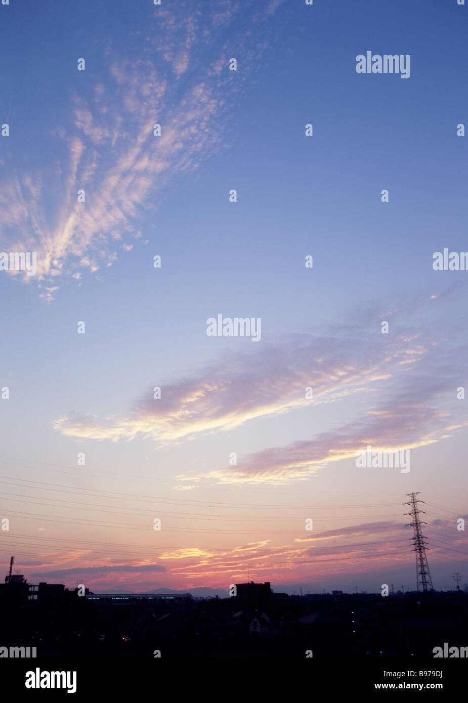 Cirrus and cirrocumulus clouds Stock Photo