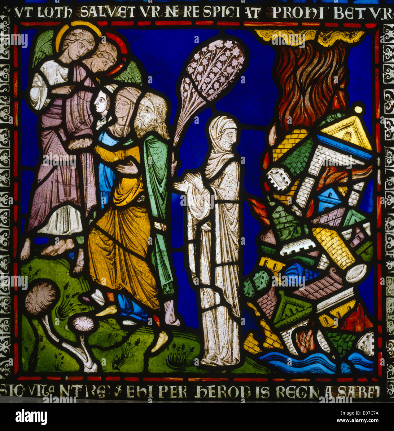 Lots wife looking back Poor Mans Bible window panel 22 13th century Canterbury Cathedral Stock Photo